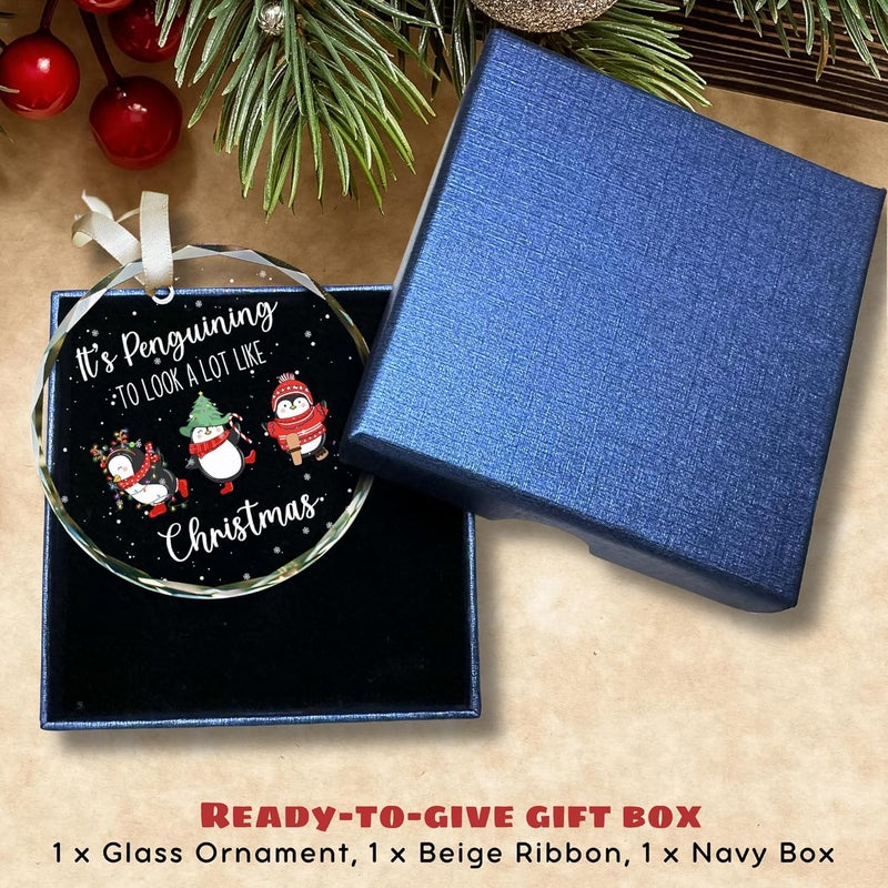 TEEBIM Penguin Ornament - Penguin Gifts for Women, Men, Lovers, Girls - Cute Penguins Ornaments for Christmas Tree, Funny Ornaments for Tree - Glass Christmas Ornament 2025 - Image 4